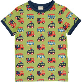 Maxomorra Jungen T-Shirt / Biobaumwolle / grün mit Autos 74/80