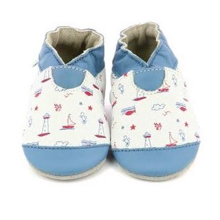ROBEEZ Indoor Slippers BEAUTIFUL BOAT white blue