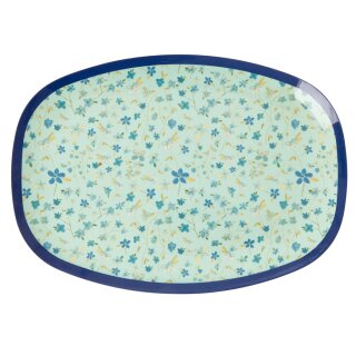 Rice Melamin-Platte Blaue Blumen