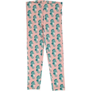 maxomorra Mädchen Leggings / Biobaumwolle / rosa mit Seepferdchen