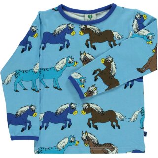 Smafolk Langarm-Shirt Blue Grotto mit Pferden